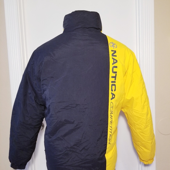NAUTICA COMPETITION REVERSIBLE YELLOW GRAY BLACK WINTER SNOW DOWN JACKET LARGE - Picture 10 of 12